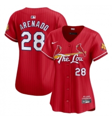 Women St  Louis Cardinals 28 Nolan Arenado Red 2024 City Connect Limited Stitched Baseball Jersey