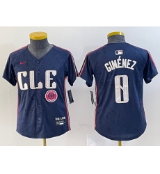 Youth Cleveland Guardians 0 Andres Gimenez Navy 2024 City Connect Limited Stitched Baseball Jersey 3