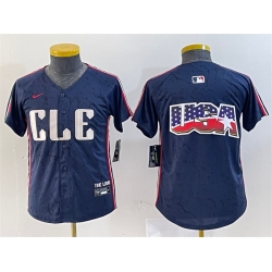 Youth Cleveland Guardians Team Big Logo Navy 2024 City Connect Stitched Baseball JerseyS