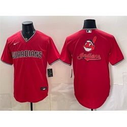Men Cleveland Guardians Team Big Logo Red Cool Base Stitched Baseball Jersey