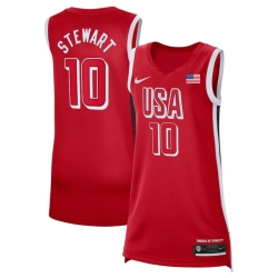 Women USA Basketball 10 Breanna Stewart Red 2024 Swingman Stitched Jersey