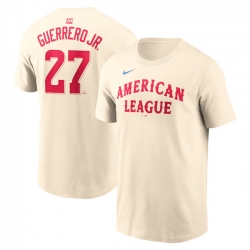 Men American League 27 Vladimir Guerrero Jr  Cream 2024 All Star Name  26 Number T Shirt