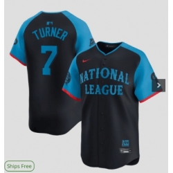 Men National League 7 Trea Turner Navy 2024 All Star Elite Stitched Baseball Jersey
