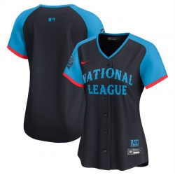 Women National League Blank Navy 2024 All Star Limited Stitched Baseball Jersey 28Run Small 29