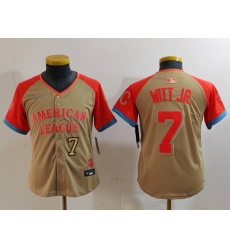 Youth American League 7 Bobby Witt Jr  Cream 2024 All Star Limited Stitched Jersey 2