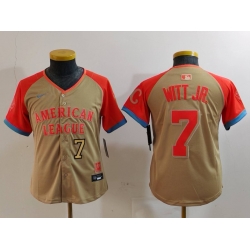 Youth American League 7 Bobby Witt Jr  Cream 2024 All Star Limited Stitched Jersey 2