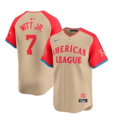 Youth American League 7 Bobby Witt Jr  Cream 2024 All Star Limited Stitched Jersey