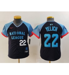 Youth National League 22 Christian Yelich Navy 2024 All Star Limited Stitched Baseball Jersey 2