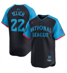 Youth National League 22 Christian Yelich Navy 2024 All Star Limited Stitched Baseball Jersey