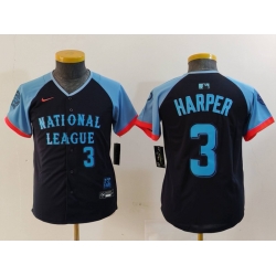 Youth National League 3 Bryce Harper Navy 2024 All Star Limited Stitched Baseball Jersey 2