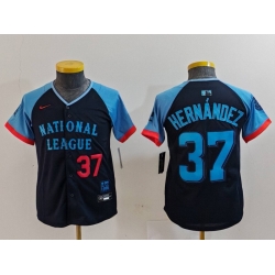 Youth National League 37 Teoscar Hernandez Navy 2024 All Star Limited Stitched Baseball Jersey 3