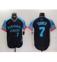 Men National League 7 Trea Turner Navy 2024 All Star Limited Stitched Baseball Jersey 2