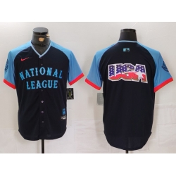 Men National League Navy 2024 All Star Big Logo Limited Stitched Baseball Jersey 1