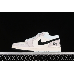 AIR JORDAN 1 LOW WHITE GREY BLACK BLUE PINK