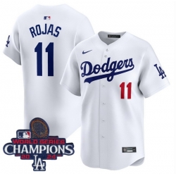 Men Nike Los Angeles Dodgers Miguel Rojas #11 White 2024 World Series Champions Stitched MLB Jersey