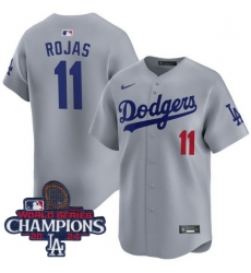 Youth Nike Los Angeles Dodgers Miguel Rojas #11 Gray 2024 World Series Champions Stitched MLB Jersey