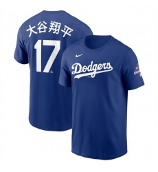 Men Los Angeles Dodgers 17  Shohei Ohtani Royal 2024 World Series Champions Name  26 Number T Shirt