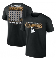 Men Los Angeles Dodgers Black 2024 World Series Champions Jersey Roster T Shirt