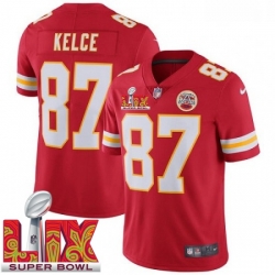 Men Kansas City Chiefs Travis Kelce #87 Red 2024 2025 Super Bowl LIX F U S E Stitched Jersey