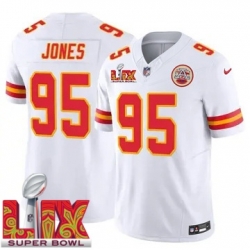 Youth Kansas City Chiefs Chris Jones #95 White 2024 2025 Super Bowl LIX F U S E Stitched Jersey