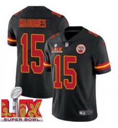 Youth Kansas City Chiefs Patrick Mahomes #15 Black 2024 2025 Super Bowl LIX F U S E Stitched Jersey