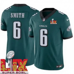 Men Philadelphia Eagles DeVonta Smith #6 Green 2024 2025 Super Bowl LIX F U S E Stitched NFL Jersey