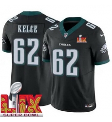 Men Philadelphia Eagles Jason Kelce #62 Black 2024 2025 Super Bowl LIX F U S E Stitched NFL Jersey