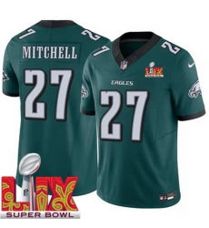 Men Philadelphia Eagles Quinyon Mitchell #27 Green 2024 2025 Super Bowl LIX F U S E Stitched NFL Jersey