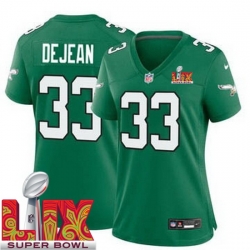 Women Philadelphia Eagles Cooper DeJean #33 Kelly Green 2024 2025 Super Bowl LIX F U S E Stitched NFL Jersey