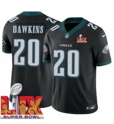 Youth Philadelphia Eagles Brian Dawkins #20 Black 2024 2025 Super Bowl LIX F U S E Stitched NFL Jersey