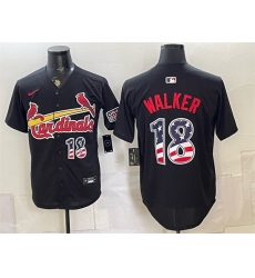 Men St Louis Cardinals 18 Jordan Walker Black USA 250 Fourth of July Stitched Baseball Jersey Men St Louis Cardinals 18 Jordan Walker Black USA 250 Fourth of July Stitched Baseball Jersey