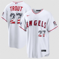 Men Los Angeles Angels  27 Mike Trout White 2026 All Star Edition Stars   Stripes Stadium Pick A Player Stitched Baseball Jersey