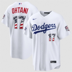 Men Los Angeles Dodgers  17 Shohei Ohtani White 2026 All Star Edition Stars   Stripes Stadium Pick A Player Stitched Baseball Jersey