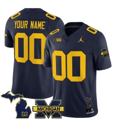 Men Michigan Wolverines ACTIVE PLAYER Custom Navy F U S E  2025 Vapor Limited Stitched Football Jersey